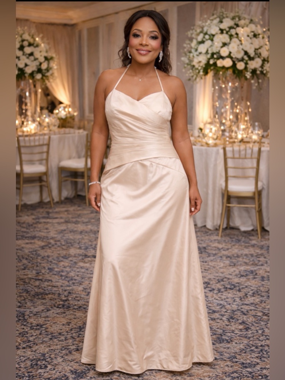 Ann Taylor Strapless silk taffeta Gown in Cream size 12